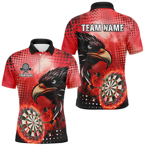 MaxCorners Dart Red Fire Eagle Customized Name, Team Name 3D Polo Shirt Unisex