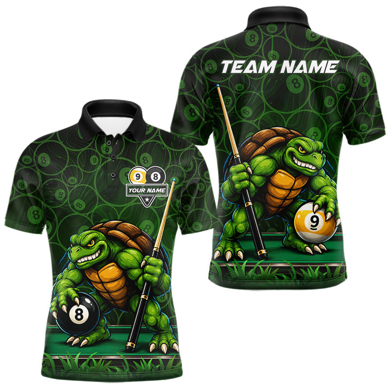 Maxcorners Custom Funny Turtle 8 Ball & 9 Ball Lightning Billiard Shirt For Men Personalized Pool Team Jersey