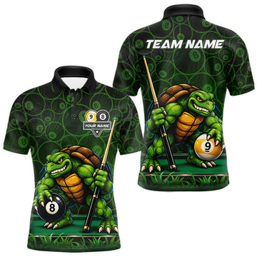 Maxcorners Custom Funny Turtle 8 Ball & 9 Ball Lightning Billiard Shirt For Men Personalized Pool Team Jersey