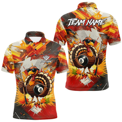 Maxcorners Personalized Funny Turkey 8 Ball Billiard Shirt For Men Custom Thanksgiving Pool Team Jersey MT1810