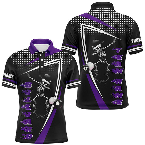 MaxCorners Billiard Funny Skeleton Customized Name, Team Name 3D Polo Shirt