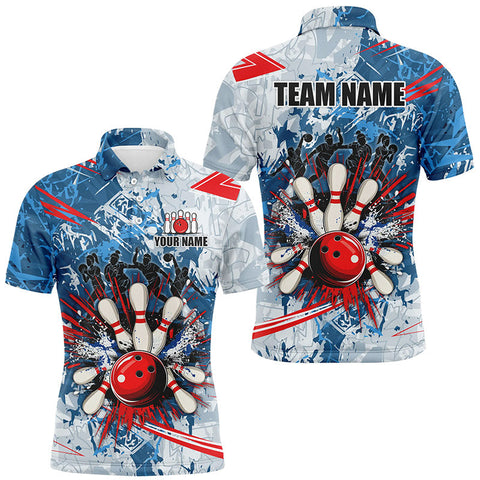 MaxCorners Bowling And Pins Team League Jerseys Customized Name, Team Name 3D Polo Shirt Unisex