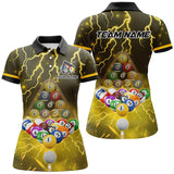 Maxcorners Thunder Lightning Storm Custom 3D Billiard Shirts For Men, Billiard Balls Team Jerseys | Yellow