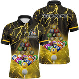 Maxcorners Thunder Lightning Storm Custom 3D Billiard Shirts For Men, Billiard Balls Team Jerseys | Yellow