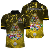 Maxcorners Thunder Lightning Storm Custom 3D Billiard Shirts For Men, Billiard Balls Team Jerseys | Yellow