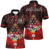 Maxcorners Red Thunder Lightning Storm Billiard Jersey Customized Name, Team Name 3D Shirt Unisex