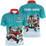 Maxcorners Funny Santa Playing Darts Turquoise Christmas Darts Jersey Customized Name, Team Name 3D Shirt Unisex