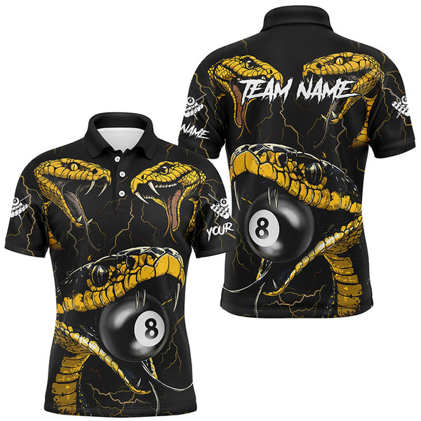 Maxcorners Yellow Black Funny Snakes 8 Ball Pool Custom Billiard Shirts, Unique Billiard Jerseys Apparel