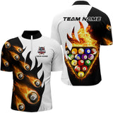 Maxcorners Flaming 8 Ball Pool Billiard Shirts For Men Custom Fire Billiard Team Shirts, Billiard Jerseys