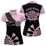 Maxcorners Holographic Pink Darts Tie Dye Polo & Quarter Zip Custom Dart Shirts For Men Glowing Dart Jerseys