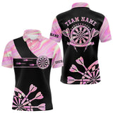 Maxcorners Holographic Pink Darts Tie Dye Polo & Quarter Zip Custom Dart Shirts For Men Glowing Dart Jerseys