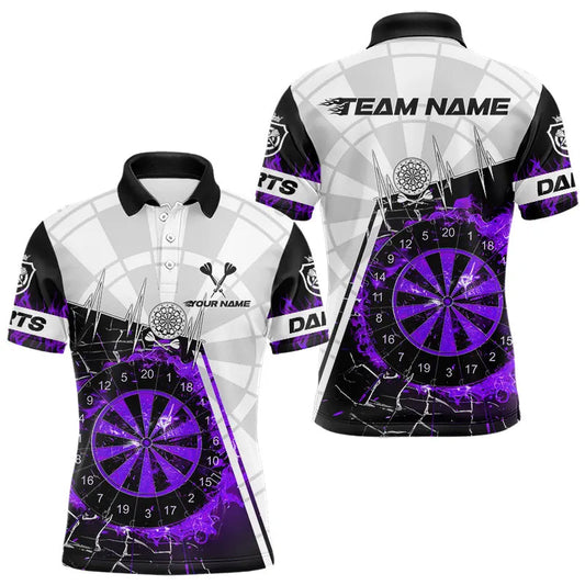 Maxcorners Custom Break Glass Purple Darts Shirt With Pocket Option For Men, Darts Jersey LM2704