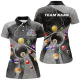 Maxcorners Billiard Grey Thunder Lightning Customized Name, Team Name 3D Polo Shirt