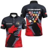 Maxcorners Canadian Leaf Patriotic Billiard Jersey Customized Name, Team Name 3D Polo Shirt