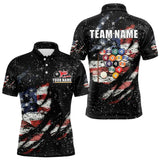 Maxcorners Billiard Balls Us Flag Black Grunge Billiard Shirts For Men Custom 8 Ball Pool Billiard Jerseys