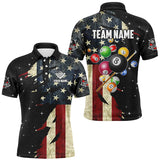 Maxcorners Retro American Flag Dark Galaxy Billiard Jersey Customized Name, Team Name 3D Shirt