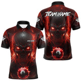Maxcorners Personalized Red Billiard Skull Fire 8 Ball Pool Shirt For Men Custom Billiard Team Jersey LM2110