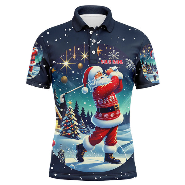 Maxcorners Funny Santa Golfer Christmas Night Golf Jersey Customized Name 3D Shirt Unisex