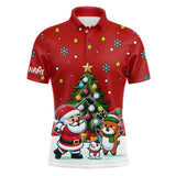 Maxcorners Funny Santa Playing Golf Red Christmas Golf Jersey Customized Name 3D Shirt Unisex