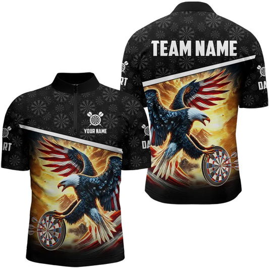Maxcorners Custom 3D Dart Shirts With American Eagle Design For Men, Pride Patriotic Dart Team Jerseys