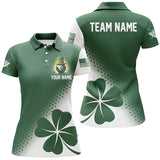 Maxcorners St Patrick'S Day Green Clover Custom Women Billiard Polo Shirts, Patrick Day Lucky Billiard Shirts