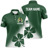 Maxcorners St Patrick'S Day Green Clover Custom Men Billiard Polo Shirts, Patrick Day Lucky Billiard Shirts