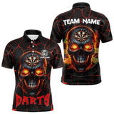 Maxcorners Personalized Dartboard Skull Red Fiery Dart Shirts Polo & Quarter Zip For Men & Women Custom Dart Jerseys