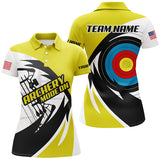 Maxcorners Personalized Yellow Archery Jerseys Men Polo & Quarter-Zip Shirts Custom Archery Bow Shirts