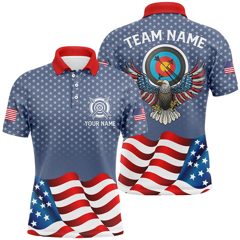 MaxCorners Eagle Us Archery Waving Flag Customized Name 3D And Team Name Billiards Polo Shirt For Men