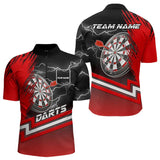 Maxcorners Black And Red Darts Shirts For Men Custom Lightning Dart Polo & Quarter Zip, Cool Dart Team Jerseys