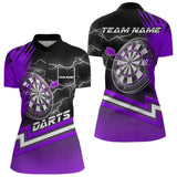 Maxcorners Black And Purple Darts Shirts For Men Custom Lightning Dart Polo & Quarter Zip, Cool Dart Jerseys