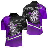 Maxcorners Black And Purple Darts Shirts For Men Custom Lightning Dart Polo & Quarter Zip, Cool Dart Jerseys