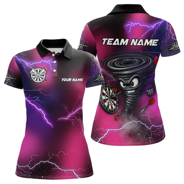 Maxcorners Personalized Pink Thunder Lightning Tornado Custom Funny Dart Shirts For Men, Cool Dart Team Jersey