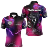 Maxcorners Personalized Pink Thunder Lightning Tornado Custom Funny Dart Shirts For Men, Cool Dart Team Jersey