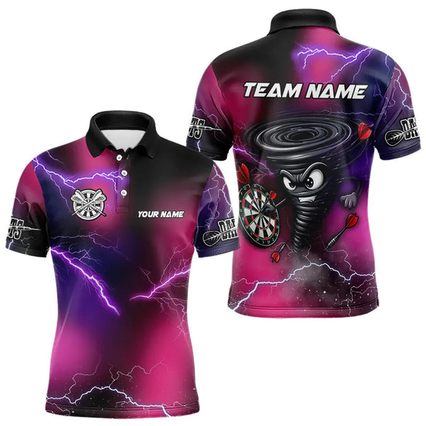 Maxcorners Personalized Pink Thunder Lightning Tornado Custom Funny Dart Shirts For Men, Cool Dart Team Jersey