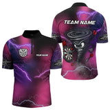 Maxcorners Personalized Pink Thunder Lightning Tornado Custom Funny Dart Shirts For Men, Cool Dart Team Jersey