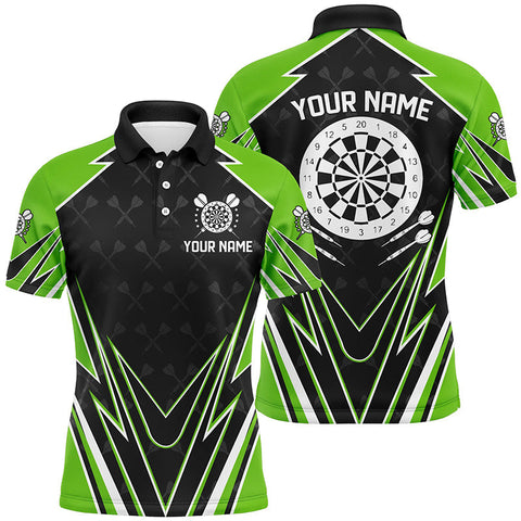 Personalized Black And Green Dartboard Men Darts Polo Shirts