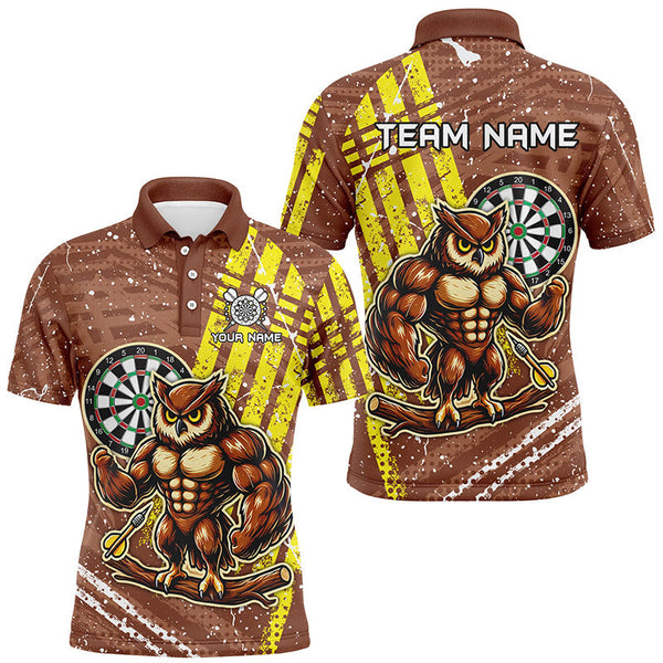 Maxcorners Personalized Funny Owl Darts Shirts Custom Brown Darts Jerseys, Unique Darts Apparel