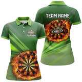 Maxcorners Personalized Green Dartboard Fire Flame 3D All Over Print Darts Shirts For Women, Darts Jersey Attire