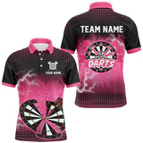 Maxcorners Darts Funny Pink Crack Thunder Lightning Customized Name, Team Name 3D Polo Shirt