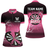 Maxcorners Funny Pink Crack Dartboard Thunder Lightning 3D Printed Custom Women Darts Shirts Darts Team Jerseys