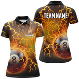 Maxcorners Personalized Fire 8 Ball Pool Thunder Billiard Shirts, Flame Billiard Jerseys