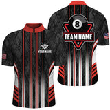 Maxcorners Personalized Red 8 Ball Pool Billiard Jerseys For Men, Billiard League Team Polo & 1/4 Zip Shirts