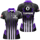 Maxcorners Personalized Purple 8 Ball Pool Billiard Jerseys For Women, Billiard League Team Polo & 1/4 Zip Shirt