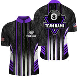 Maxcorners Personalized Purple 8 Ball Pool Billiard Jerseys For Men, Billiard League Team Polo & 1/4 Zip Shirt