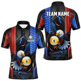 Maxcorners American Flag Eagle 9 Ball Billiard Polo & 1/4 Zip For Men Custom Billiard Jersey, Pool Team Shirt TU2310