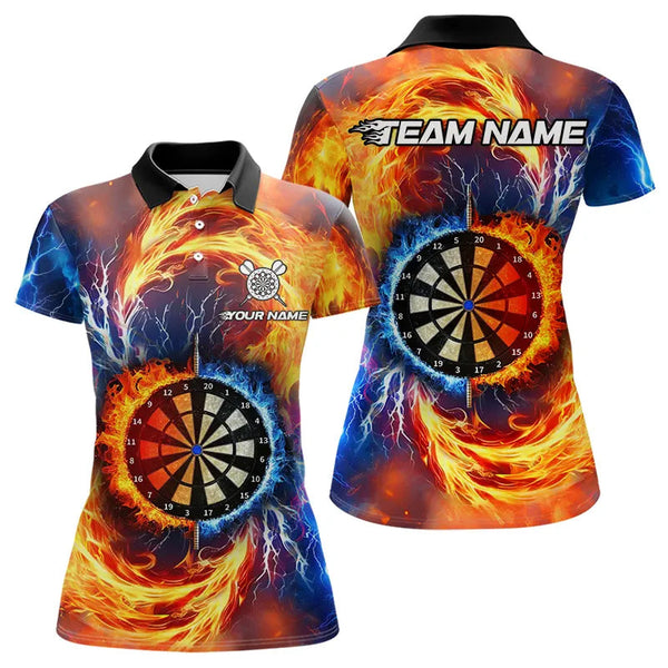 Maxcorners Personalized Dartboard Water Fire Custom Thunder Lightning Dart Shirts For Men, Darts Team Jerseys