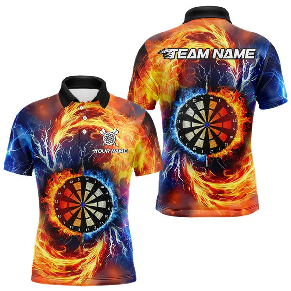 Maxcorners Personalized Dartboard Water Fire Custom Thunder Lightning Dart Shirts For Men, Darts Team Jerseys
