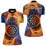 Maxcorners Personalized Dartboard Water Fire Custom Thunder Lightning Dart Shirts For Men, Darts Team Jerseys