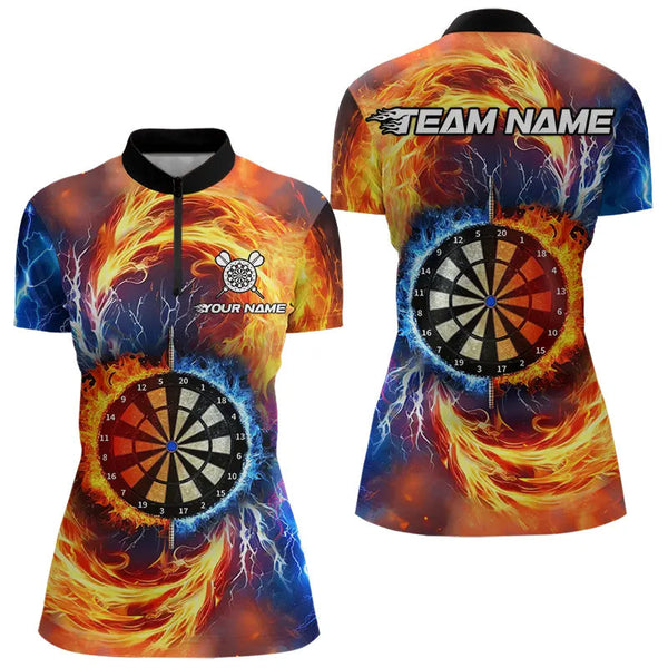 Maxcorners Personalized Dartboard Water Fire Custom Thunder Lightning Dart Shirts For Men, Darts Team Jerseys
